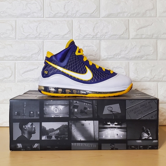 Nike Lebron 7 VII QS Media Day LA Mens Size 6 Purple White Yellow CW2300-500 - Picture 7 of 12